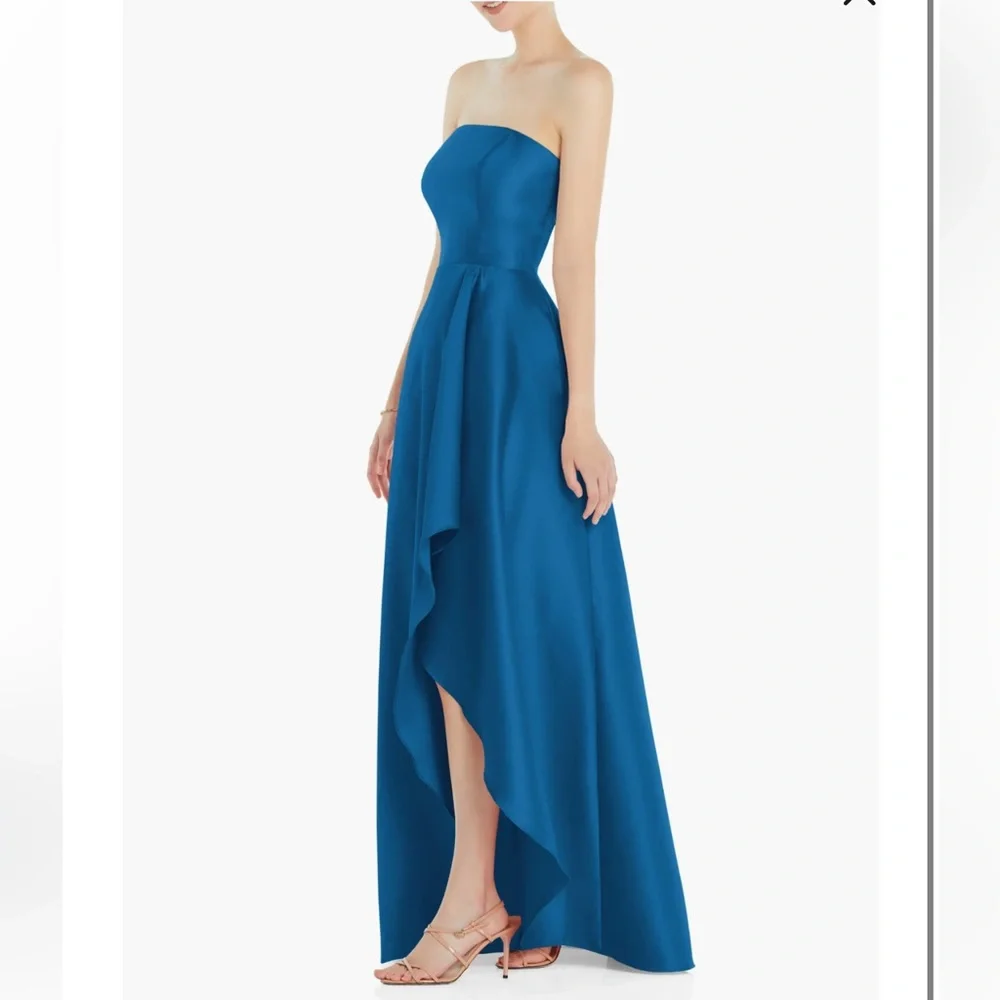 Alfred Sung D832 Strapless Satin Twill Gown‎ Classic Blue 8 - Picture 2 of 9